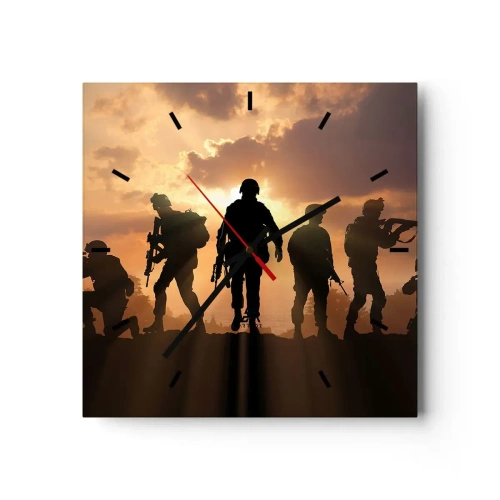 Ceas de perete - Ceas pe sticlă - Brothers in arms - 30x30 cm