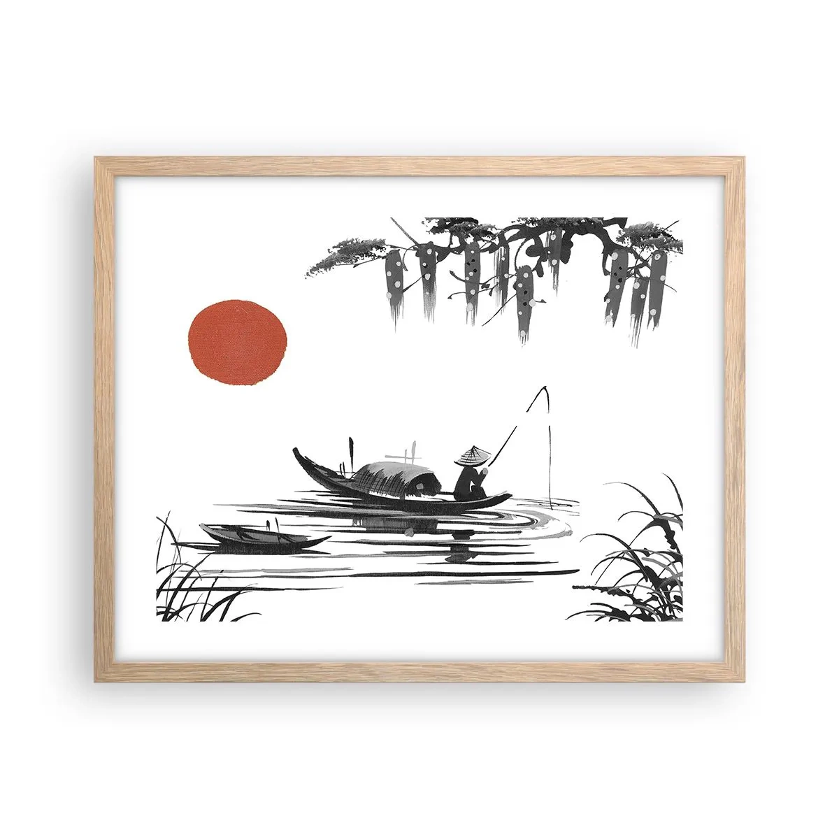 Poster în ramă de stejar deschis - O după-amiază asiatică - 50x40 cm