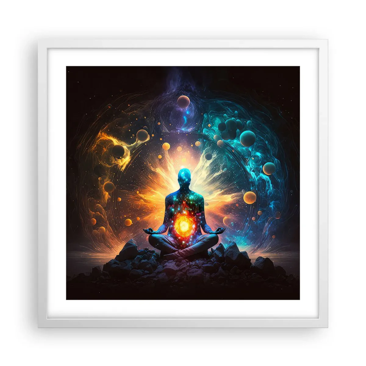 Poster în ramă albă - Liniște cosmică - 50x50 cm