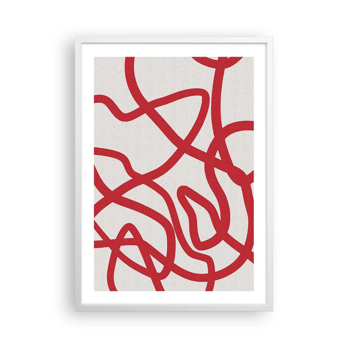 Poster în ramă albă - Roșu pe alb - 50x70 cm