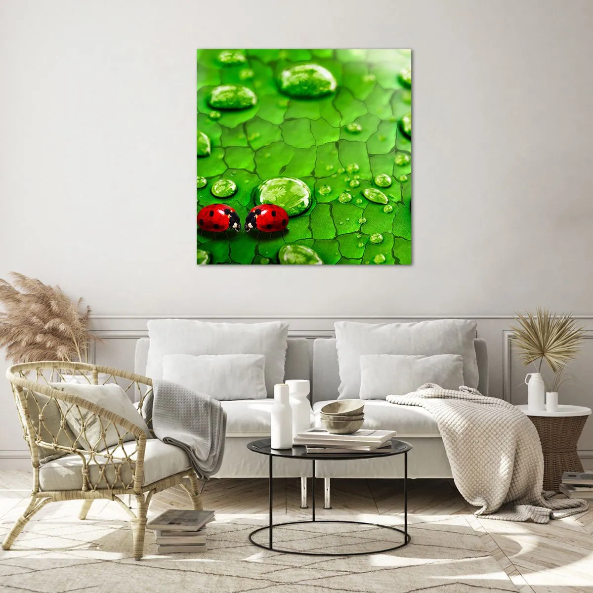 Tablou pe sticlă - Întâlnire în verde - 70x70 cm