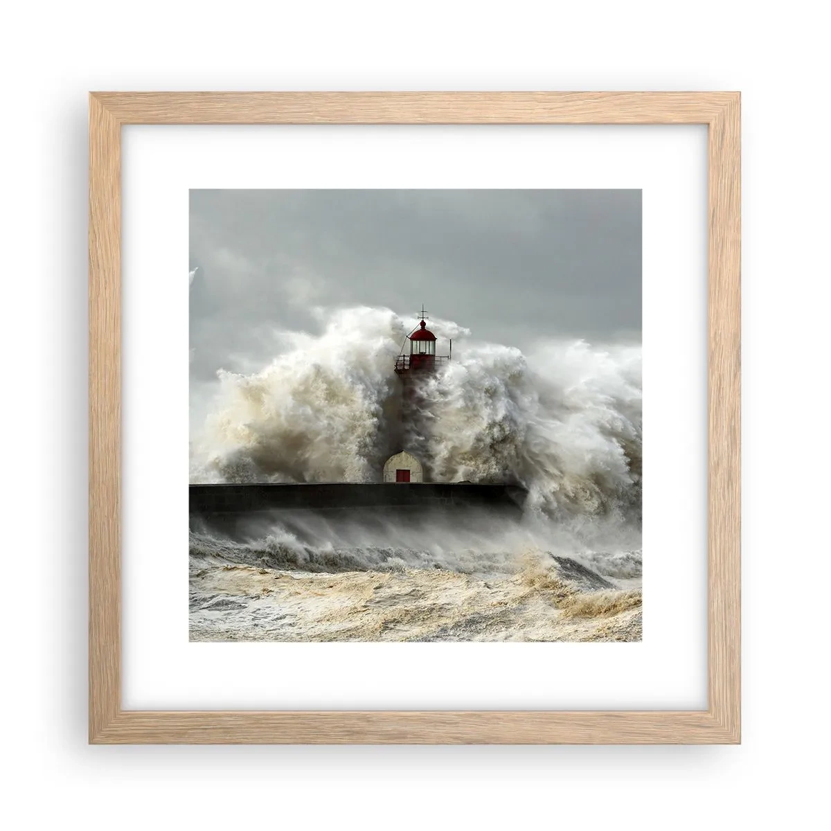 Poster în ramă de stejar deschis - Mânia oceanului - 30x30 cm