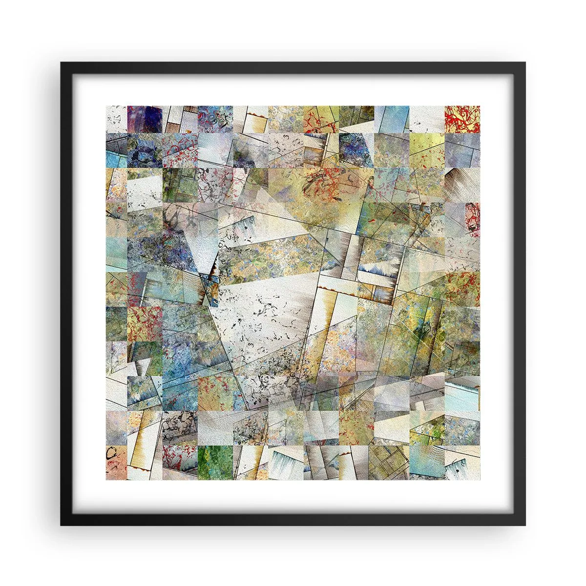 Poster în ramă neagră - Remaniere geometrică - 50x50 cm