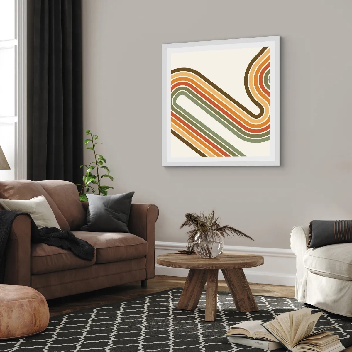 Poster în ramă albă - Cu zigzag până la destinație - 60x60 cm