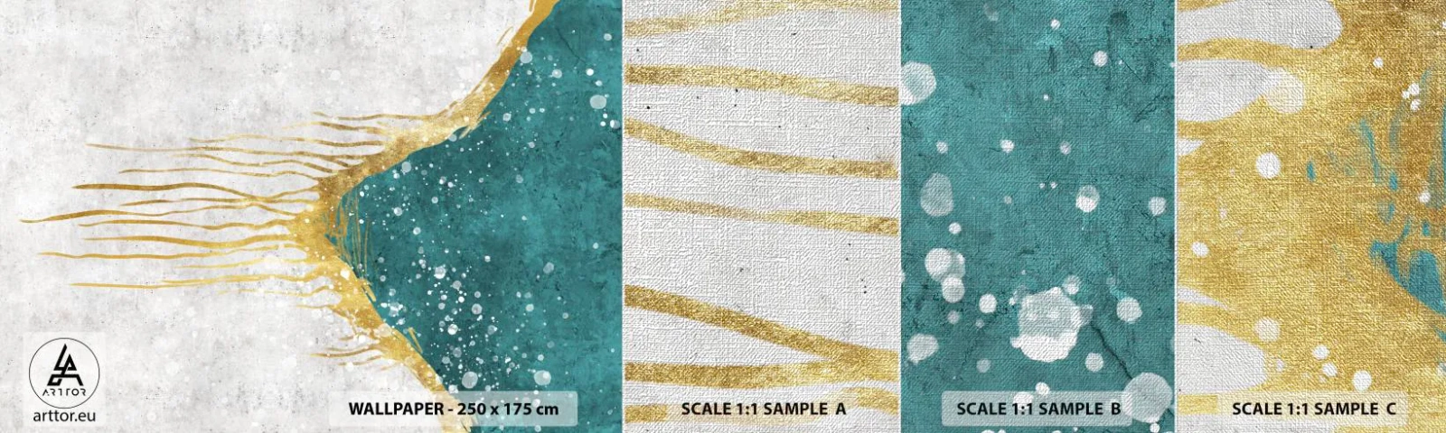 Mostră tapet Premium Canvas - Mareea de aur - Minimalism, Art Deco, Bucată - 100x30 cm