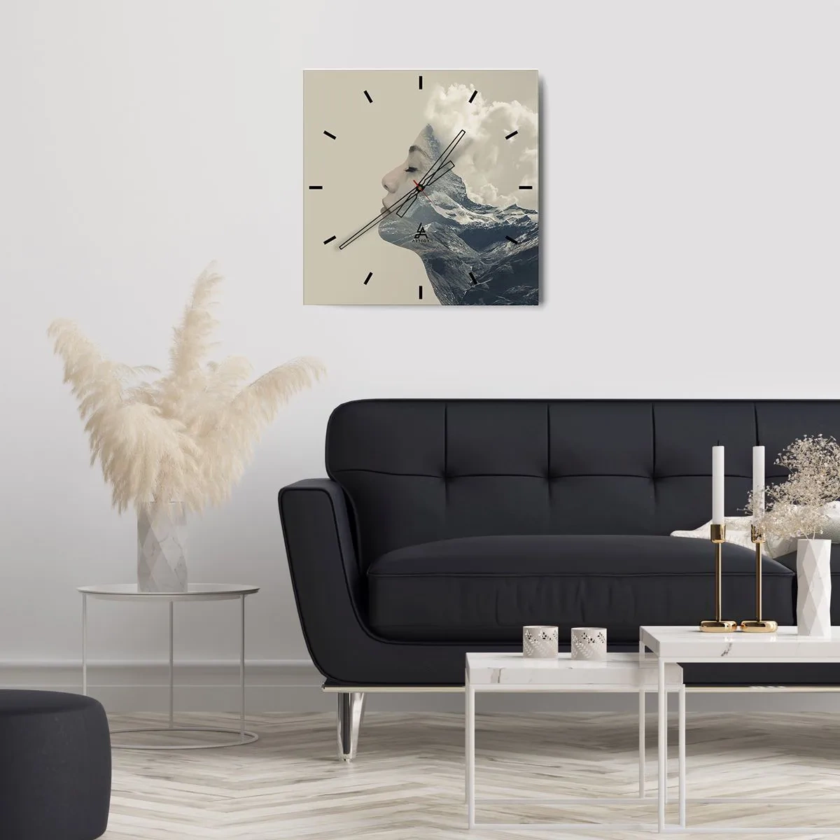 Ceas de perete - Ceas pe sticlă - Frumusețea elementelor - 30x30 cm