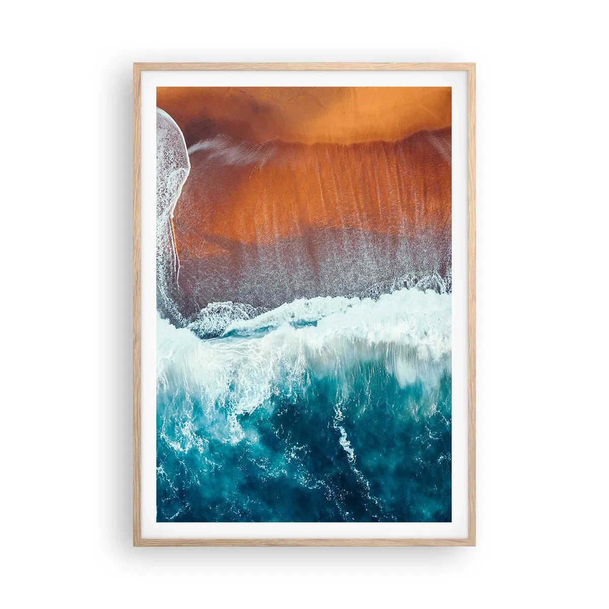 Poster în ramă de stejar deschis - Atingerea oceanului - 70x100 cm