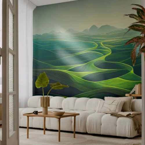 Tapet Premium Canvas - În văi verzi - Peisaj, luncă, Văile - 400x280 cm