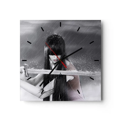 Ceas de perete - Ceas pe sticlă - Frumoasă și periculoasă - 30x30 cm