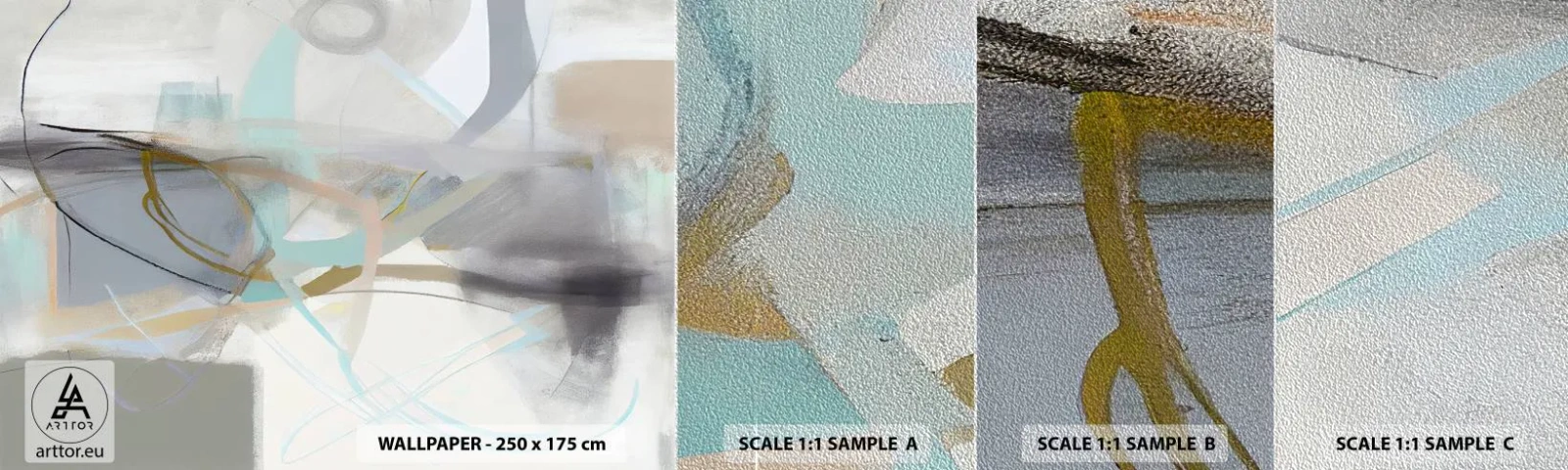 Mostră tapet Premium Sand - Abstracție cețoasă - Abstracția, Bucată, Luminos - 100x30 cm