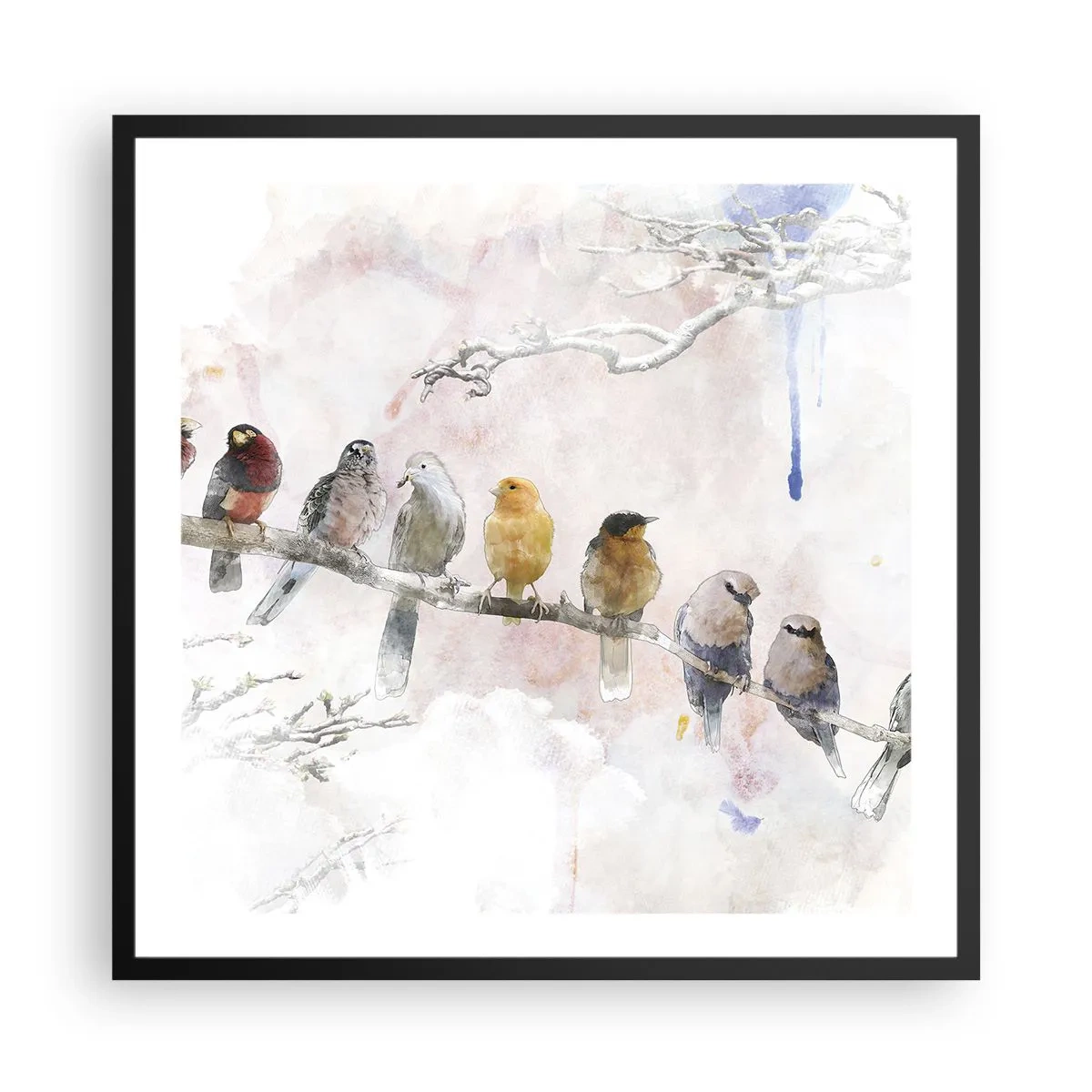 Poster în ramă neagră - Întâlnire înaripată - 60x60 cm