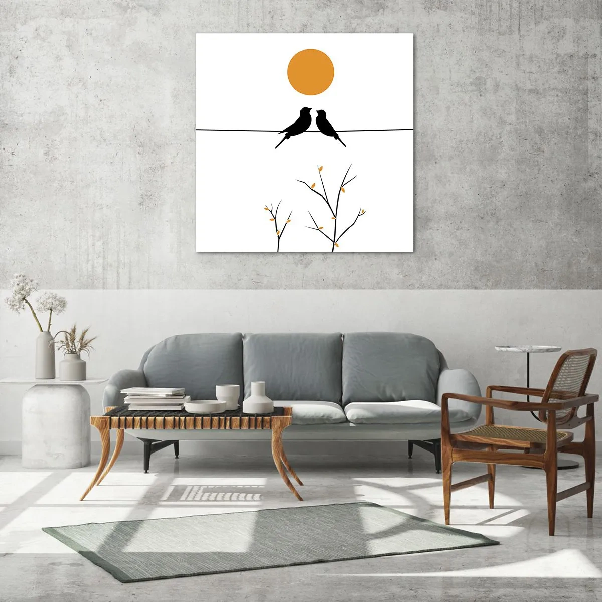 Tablou pe sticlă - Seară cu privighetori - 60x60 cm