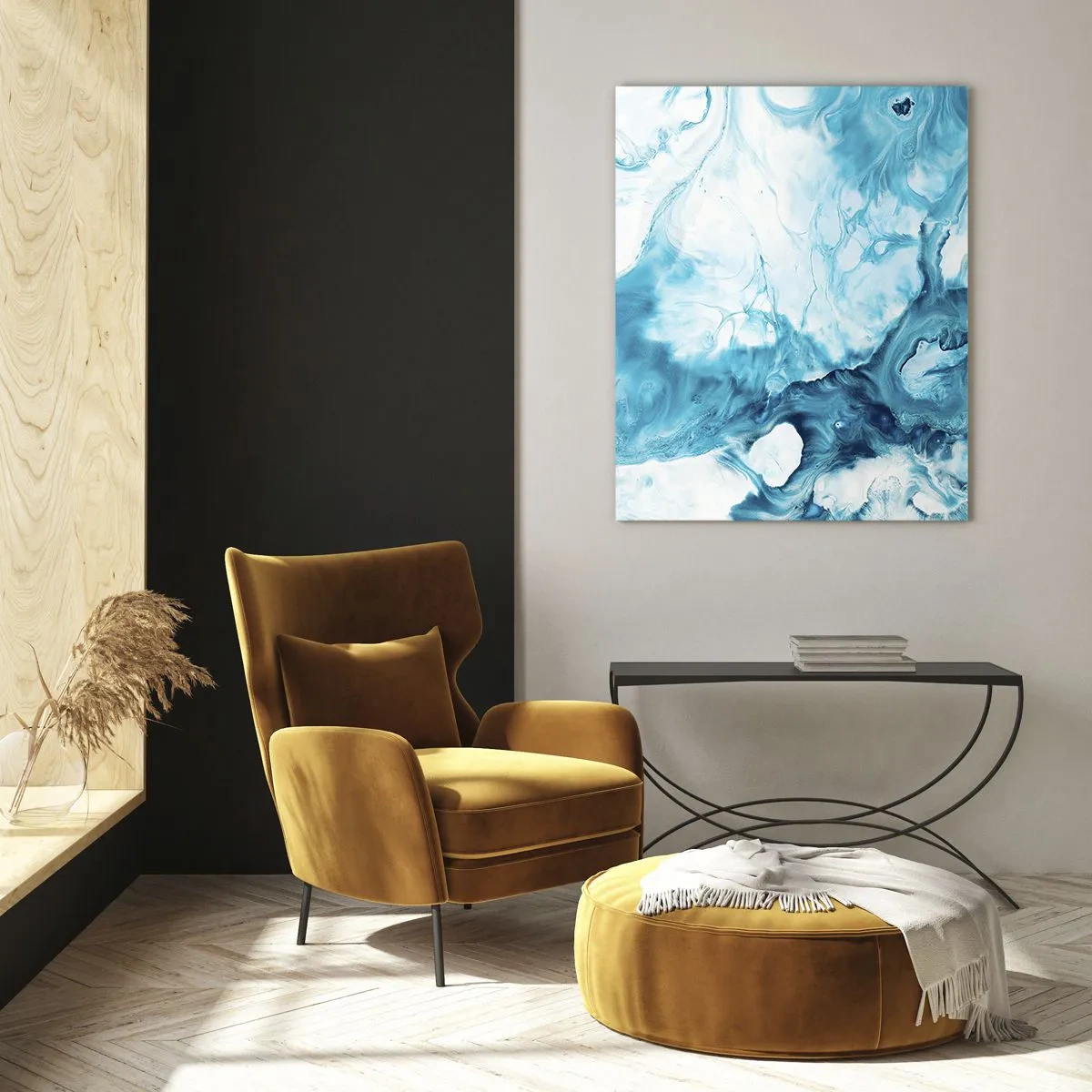 Tablou pe sticlă - Concert de nuanțe de albastru - 80x120 cm