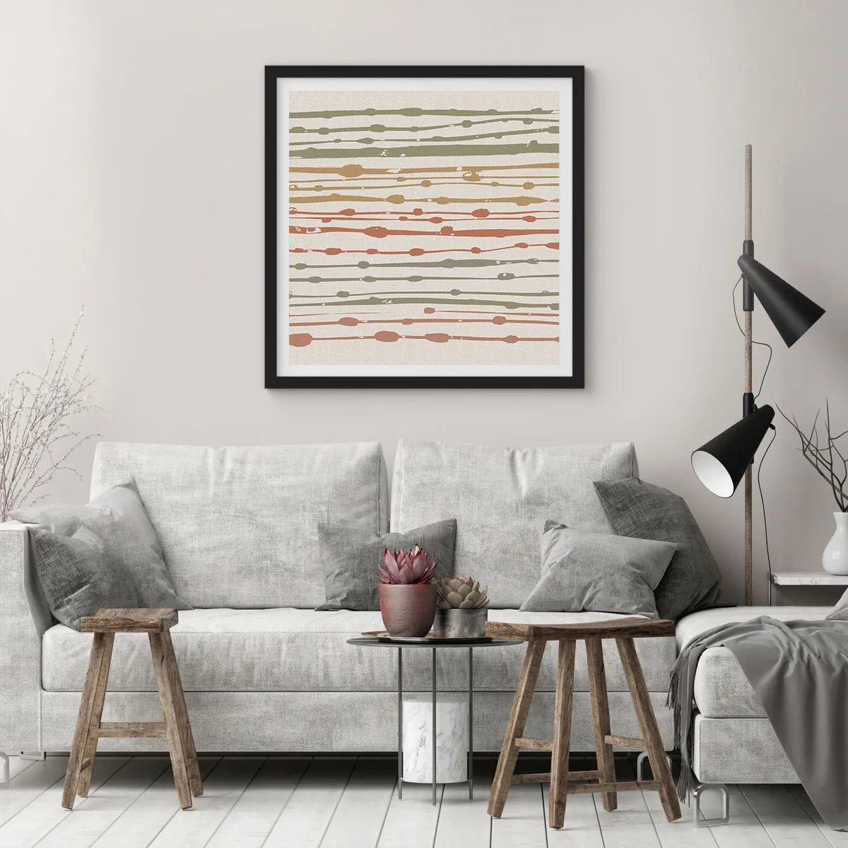 Poster în ramă neagră - Notația culorilor muzicale - 40x40 cm