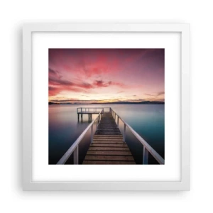 Poster în ramă albă - Flacăra blândă a serii - 30x30 cm