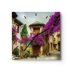 Ceas de perete - Ceas pe sticlă - Sub un baldachin floral - 40x40 cm