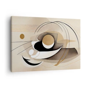 Tablou pe pânză Canvas - Compoziție abstractă în nuanțe de bej și negru - 70x50cm - Compoziție - nucleu - Decorațiune modernă pentru perete pentru living și dormitor ARTTOR