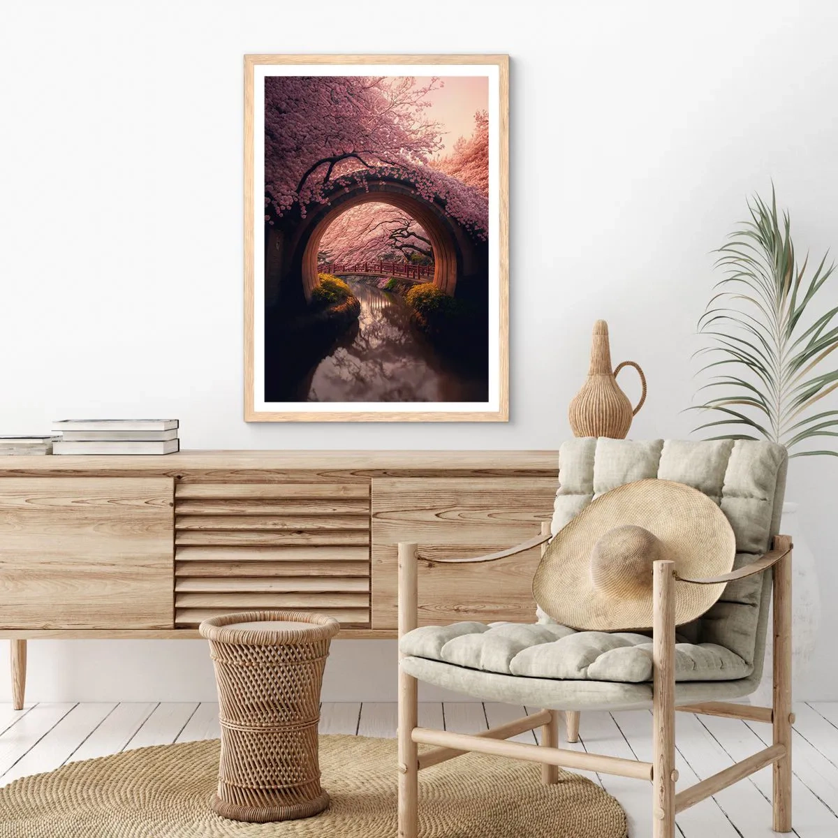 Poster în ramă de stejar deschis - Primăvara japoneză - 70x100 cm