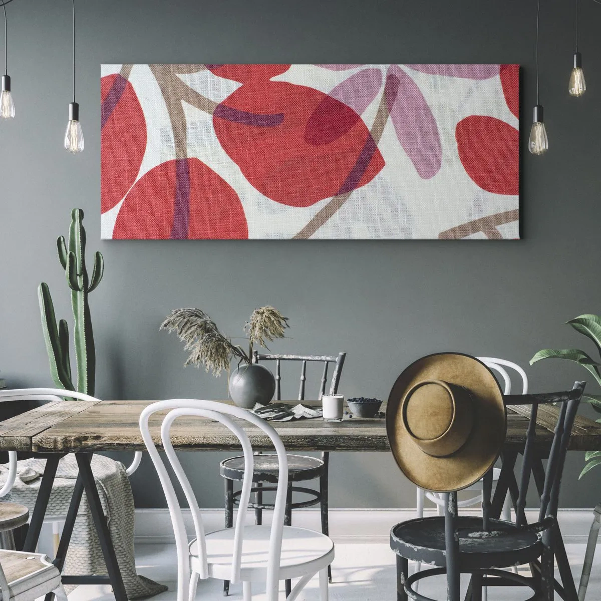 Tablou pe pânză - Aranjament floral în roz - 140x50 cm