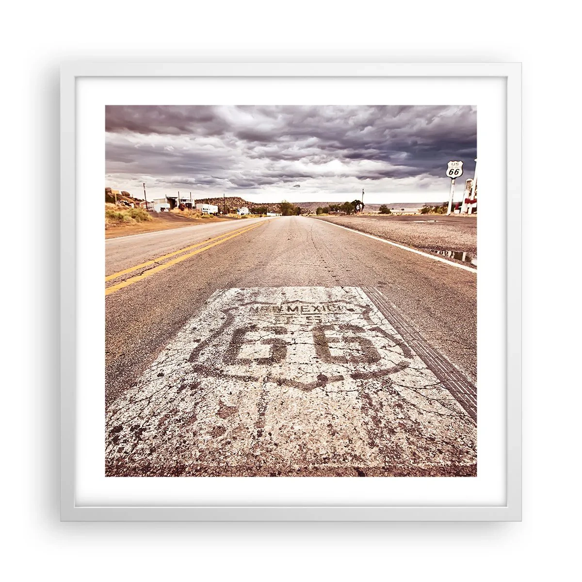 Poster în ramă albă - Mother Road - o legendă americană - 50x50 cm