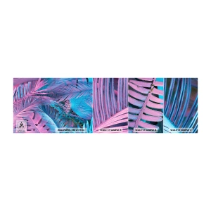 Mostră de Tapet Standard Eco - Palmieri în alb și albastru - Abstracția, Frunze, Planta tropicala - 100x30 cm