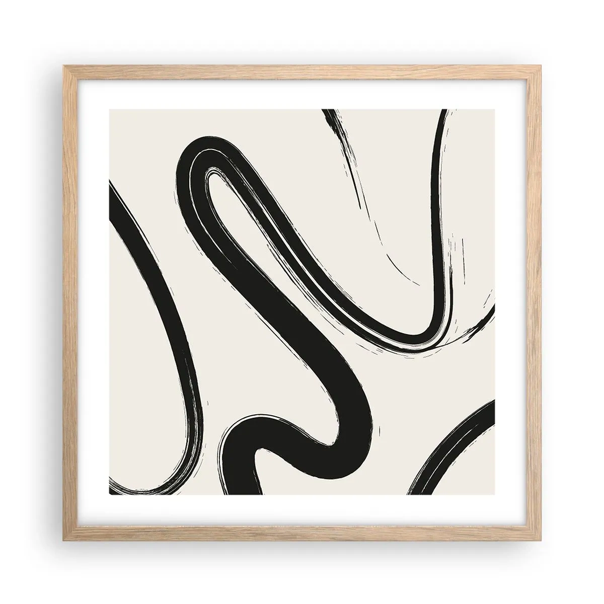 Poster în ramă de stejar deschis - Capriciu în alb și negru - 50x50 cm