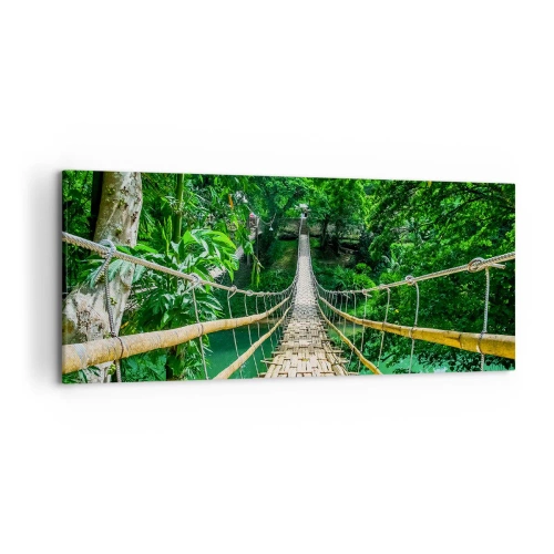 Tablou pe pânză - Pod de maimuțe peste verdeață - 120x50 cm