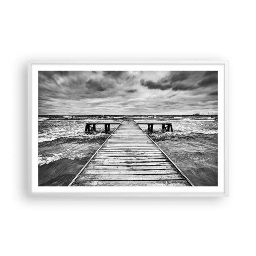 Poster în ramă albă - Aștept ca vântul să fugărească... - 91x61 cm