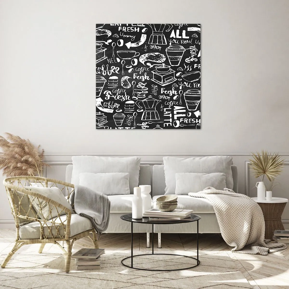 Tablou pe sticlă - All you need is… - 50x50 cm
