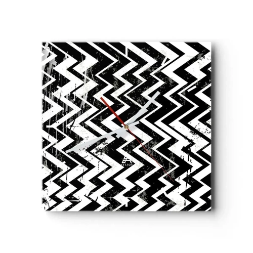 Ceas de perete - Ceas pe sticlă - Zig-alb, zag-negru - 30x30 cm