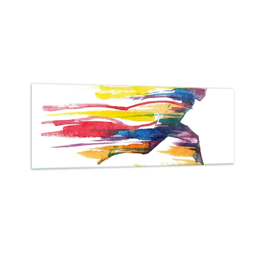 Tablou pe sticlă - Alergând peste curcubeu - 140x50 cm