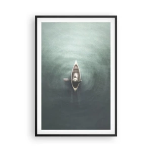 Poster în ramă neagră - Peste lacul luminat de lună - 61x91 cm