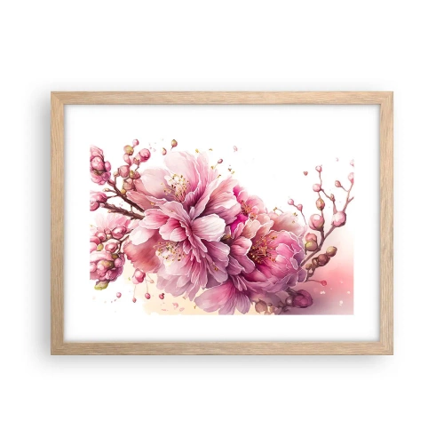 Poster în ramă de stejar deschis - Flori de cireș - 40x30 cm