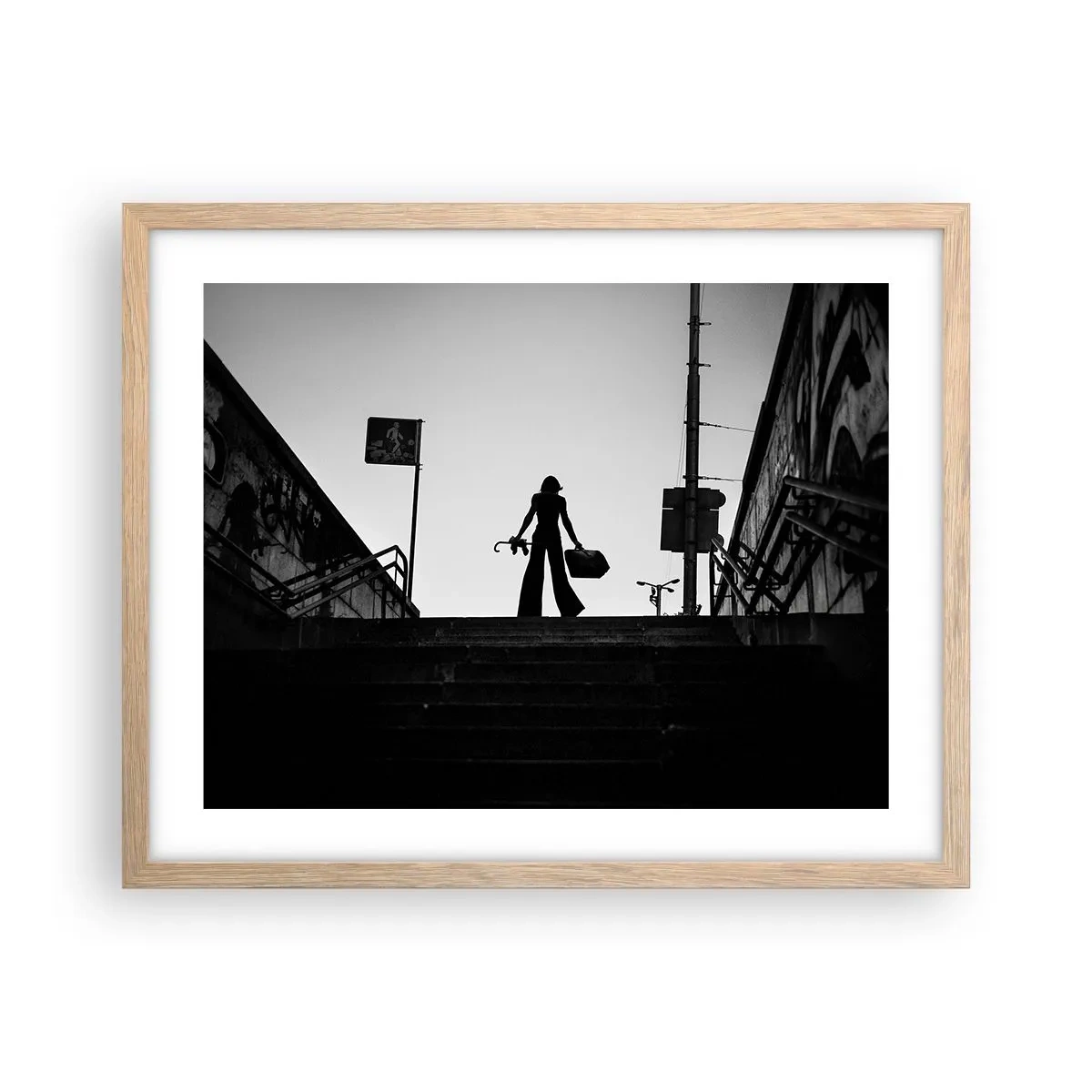 Poster în ramă de stejar deschis - Rătăcire urbană - 50x40 cm