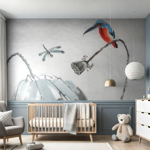 Tapet Premium Sand - Viața de pajiște - Abstracția, Pasăre, Floare - 400x280 cm