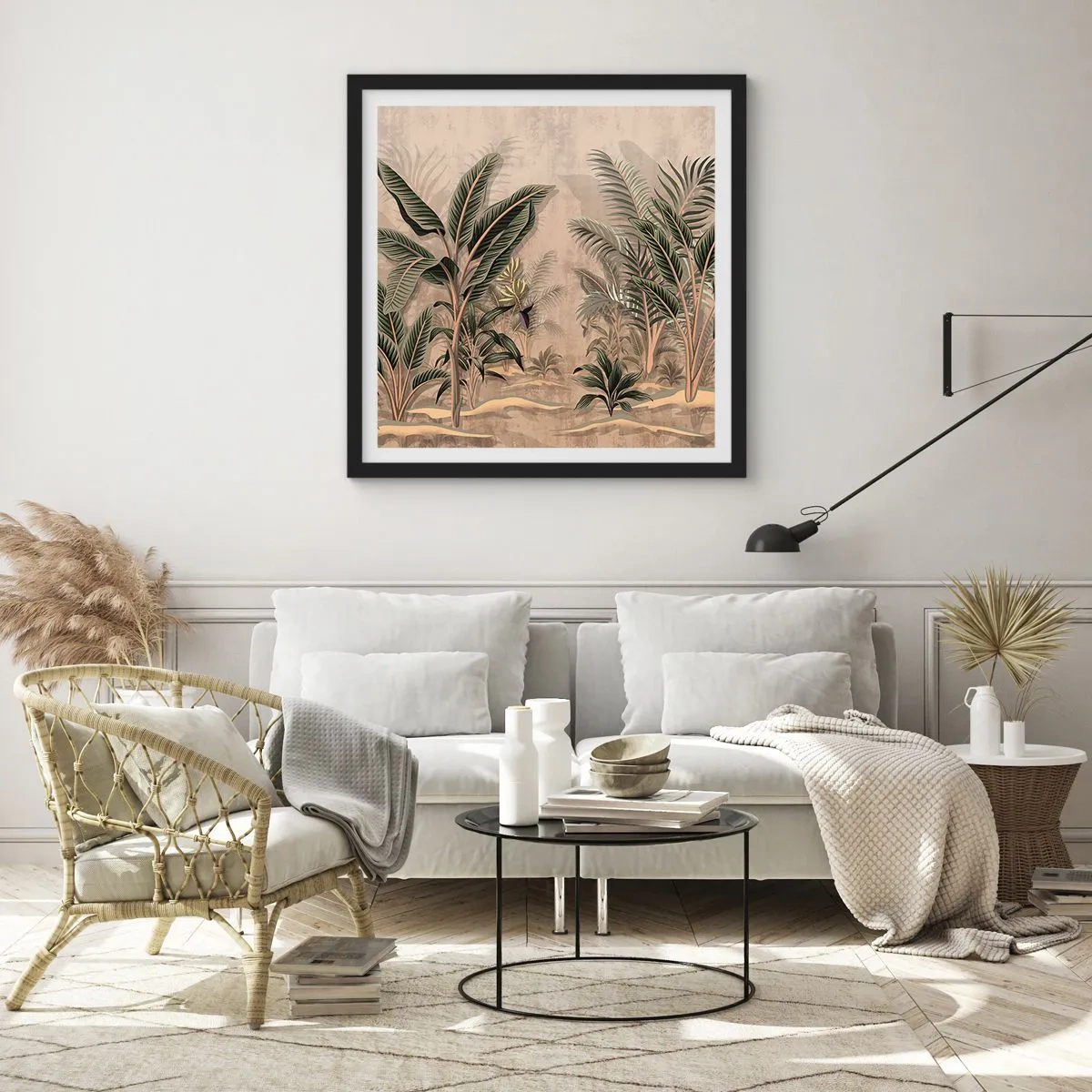 Poster în ramă neagră - Gravură în stil colonial - 30x30 cm