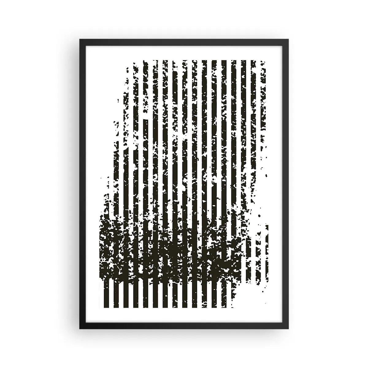 Poster în ramă neagră - Model abstract cu linii și textură - 50x70cm - Ritm și zgomot - Decorațiune modernă pentru perete pentru living și dormitor ARTTOR
