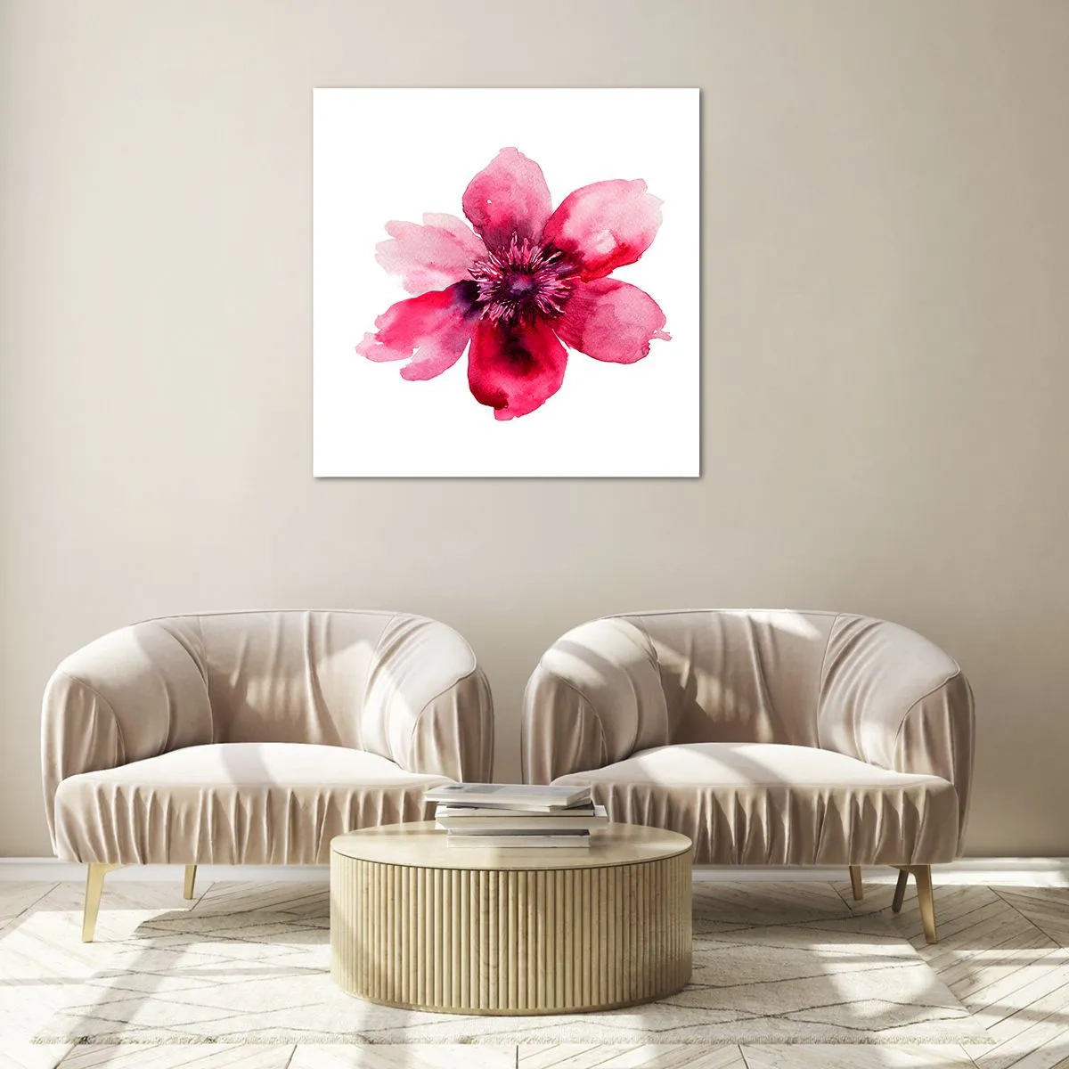 Tablou pe sticlă - Sărut parfumat de carmin - 60x60 cm