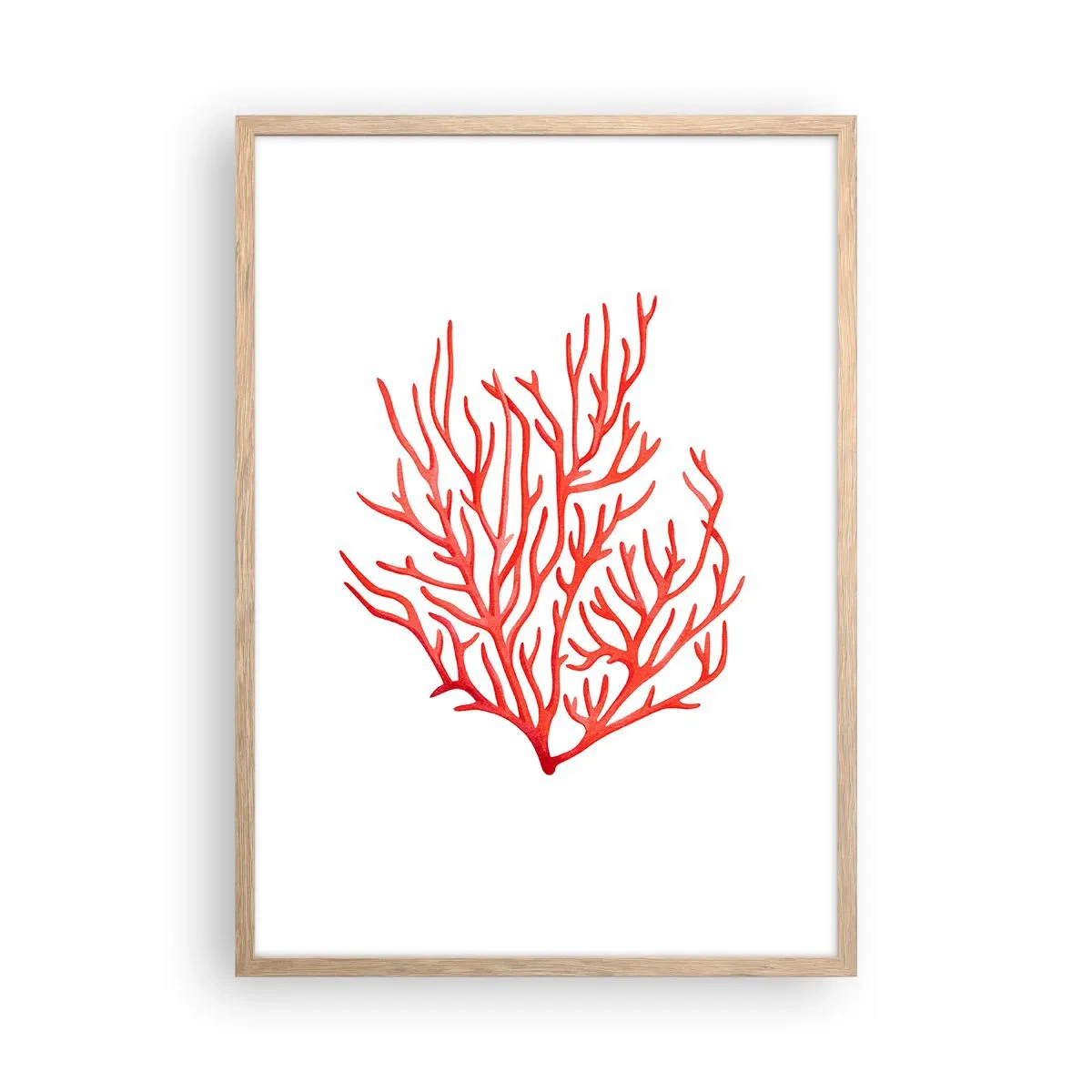 Poster în ramă de stejar deschis - Coral filigranat - 50x70 cm