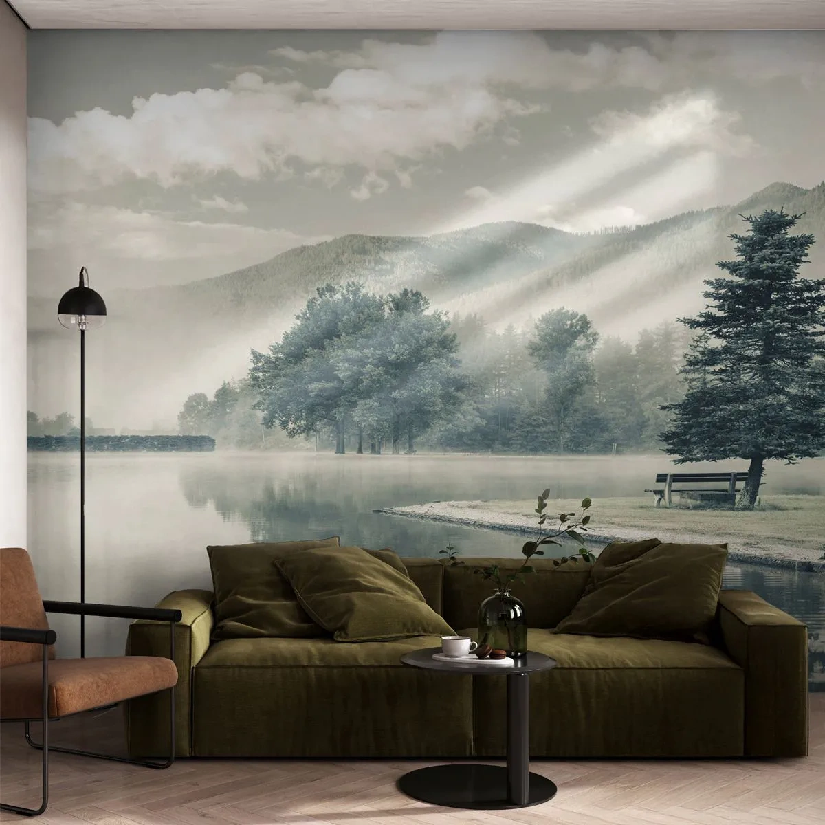 Tapet Premium Sand - Lacul încă doarme - Peisaj, Munţi, Lac - 100x70 cm