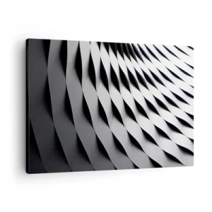 Tablou pe pânză Canvas - Model geometric abstract în nuanțe de alb și negru - 70x50cm - Pe suprafața valurilor - Decorațiune modernă pentru perete pentru living și dormitor ARTTOR