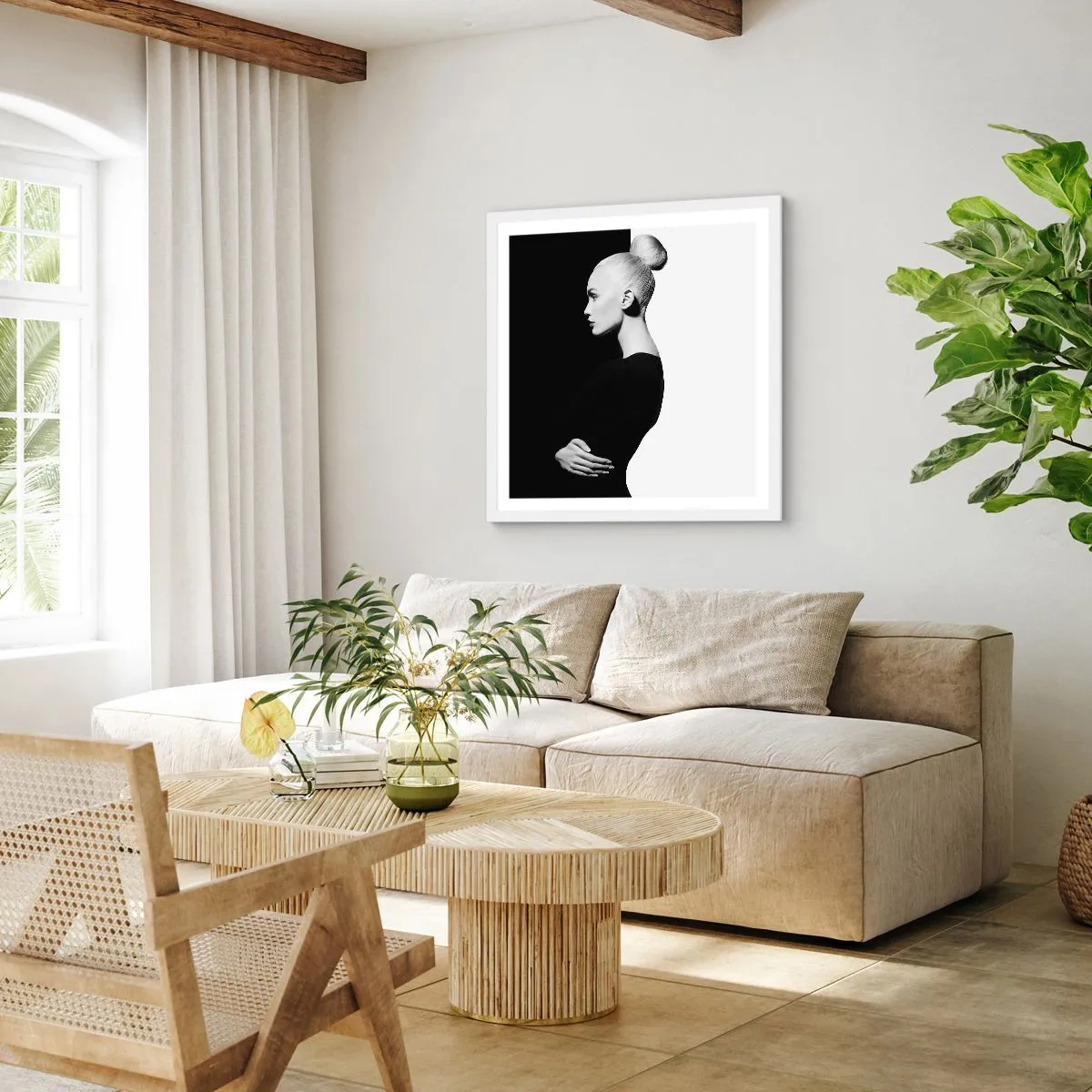 Poster în ramă albă - Pur și simplu o femeie - 60x60 cm