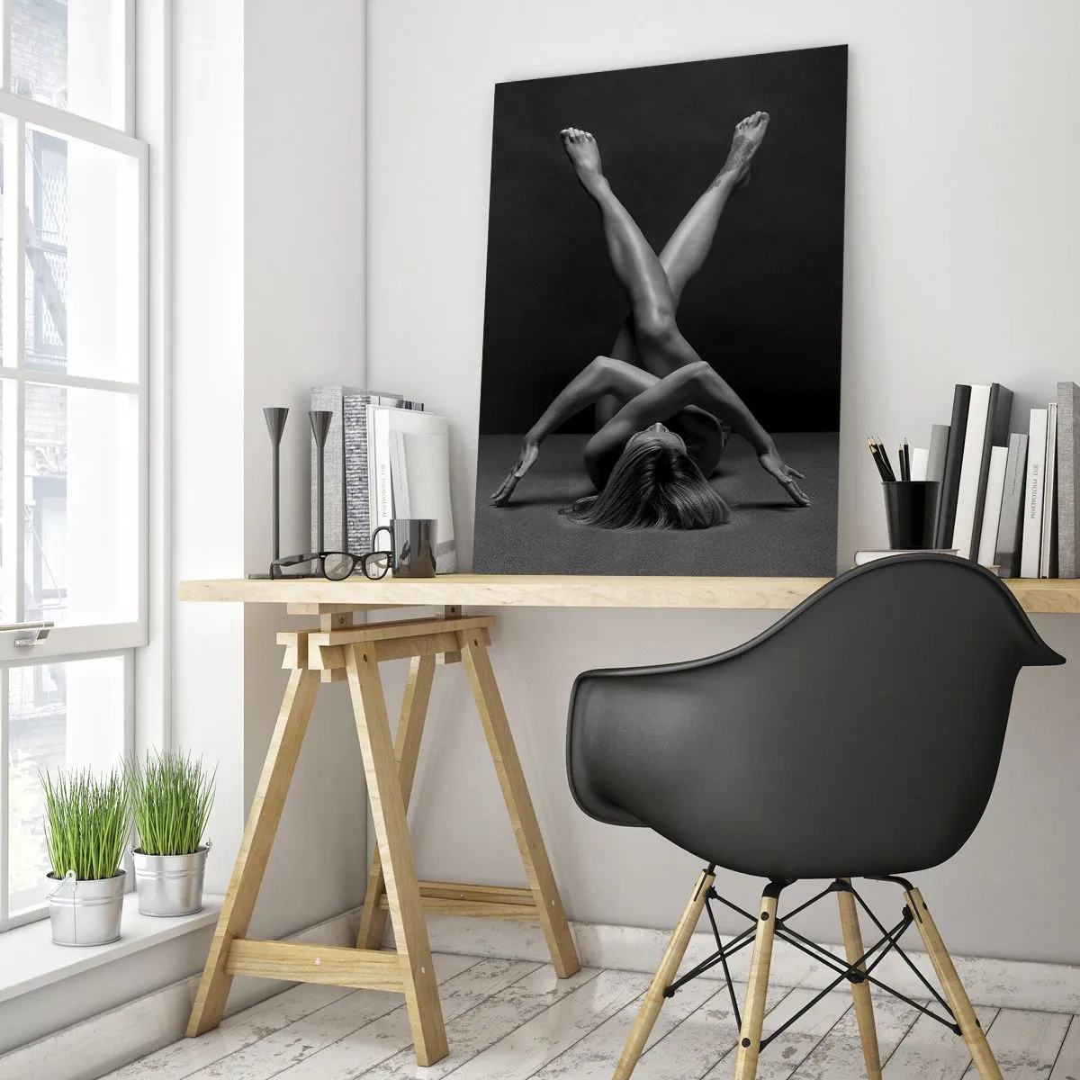 Tablou pe sticlă - Geometria nudității - 50x70 cm