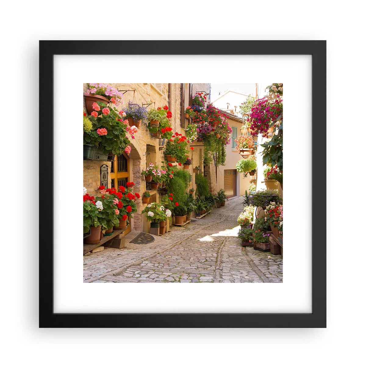 Poster în ramă neagră - Într-un potop de flori - 30x30 cm