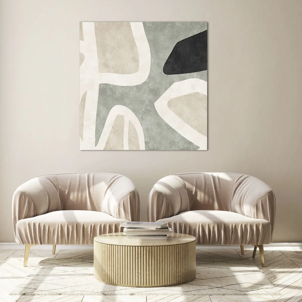 Tablou pe sticlă - Compoziție cu motiv negru - 40x40 cm