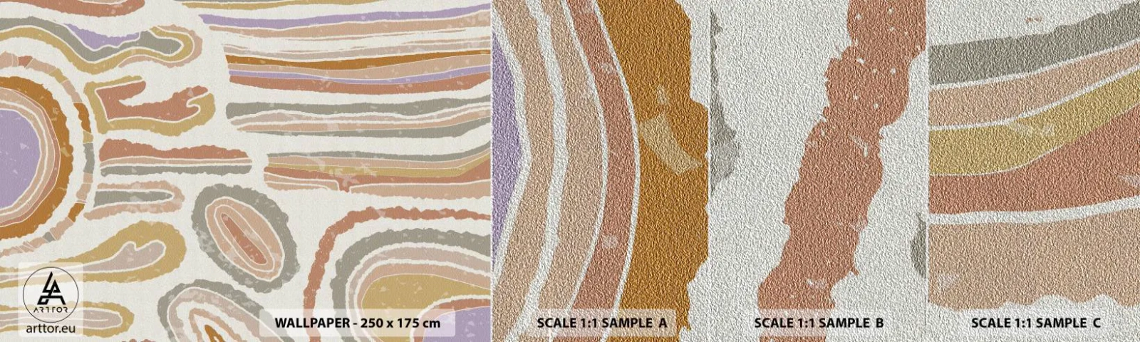 Mostră tapet Premium Sand - Secțiuni colorate - Pastel, Boho, Minimalist - 100x30 cm