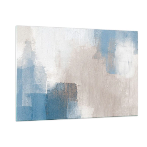 Tablou pe sticlă - Abstracție roz în spatele unui voal de albastru - 120x80 cm