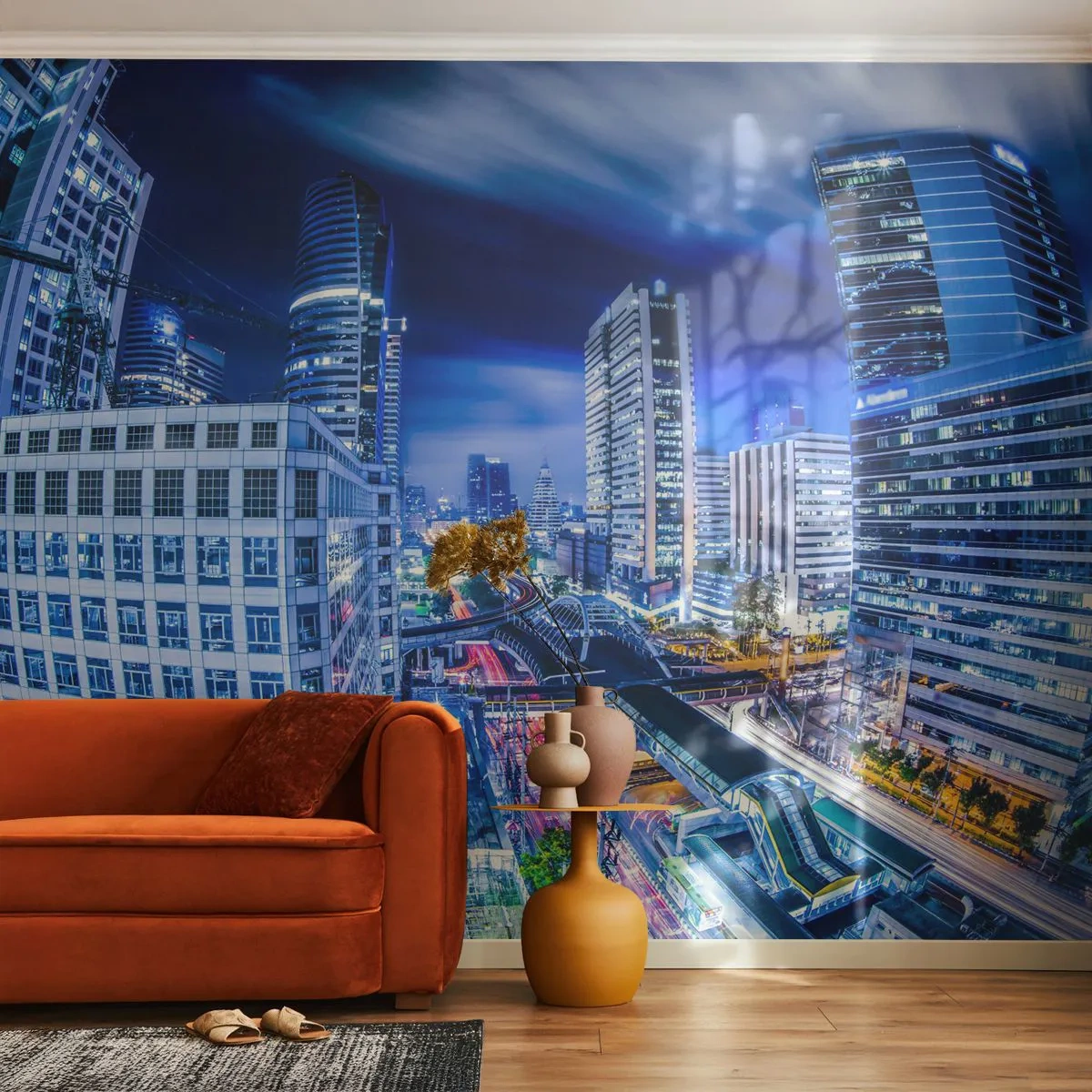 Tapet Premium Canvas - Ritmurile orașului de noapte - Oraș, Bangkok, Arhitectură - 250x175 cm