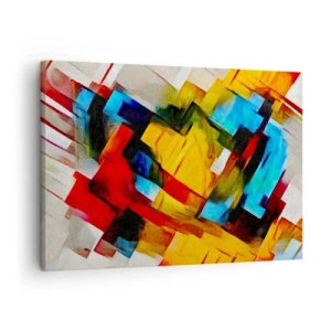 Tablou pe pânză Canvas - Compoziție geometrică abstractă în culori vii - 70x50cm - Sandviș multicolor - Decorațiune modernă pentru perete pentru living și dormitor ARTTOR