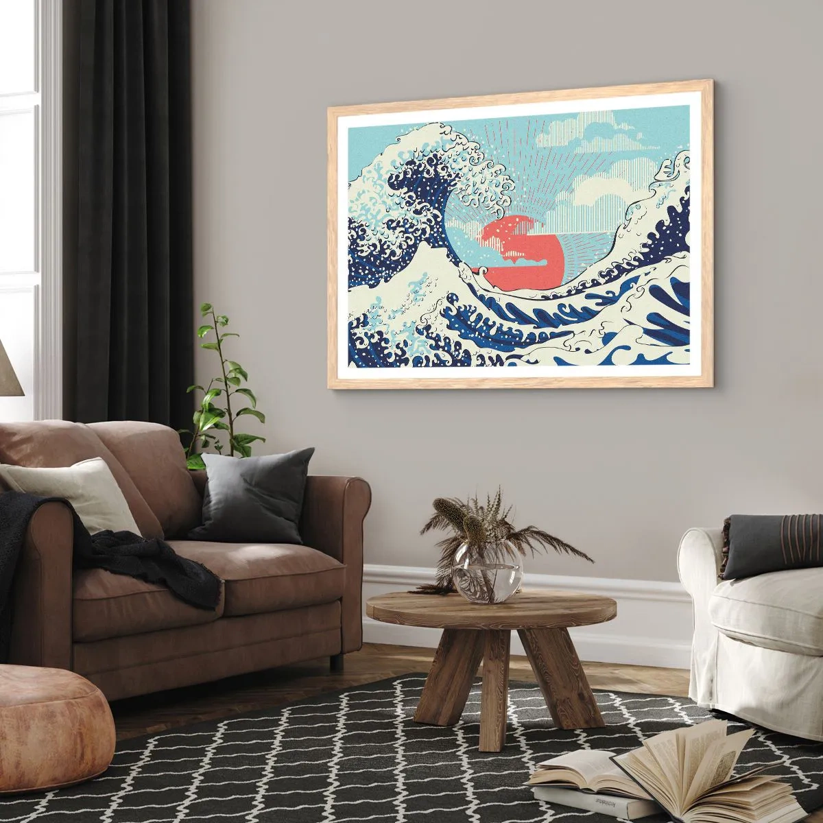 Poster în ramă de stejar deschis - Din inspirații japoneze - 100x70 cm